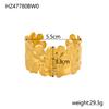 CARLIDANA Exaggerated Big Flower Personalized Hollow Out Leaf Open Wide Bangle Stainless Steel Non Tarnish Cuff Bracelet Women