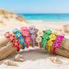 Bohemian Polymer Clay Frangipani Flower Woven Bracelet for Women Stackable Floral Braided Rope Chain Beach Party Jewelry Gift