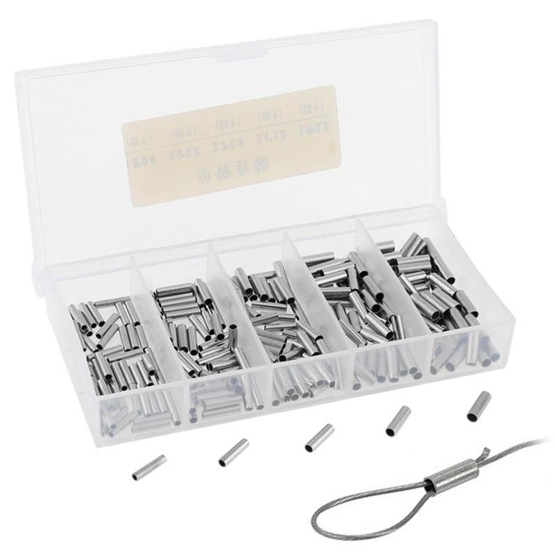 250Pcs/Set Single Barrel Crimping Sleeve Fishing Line Wire Leader Copper Tube Connector Fishing Accessories Line Tube