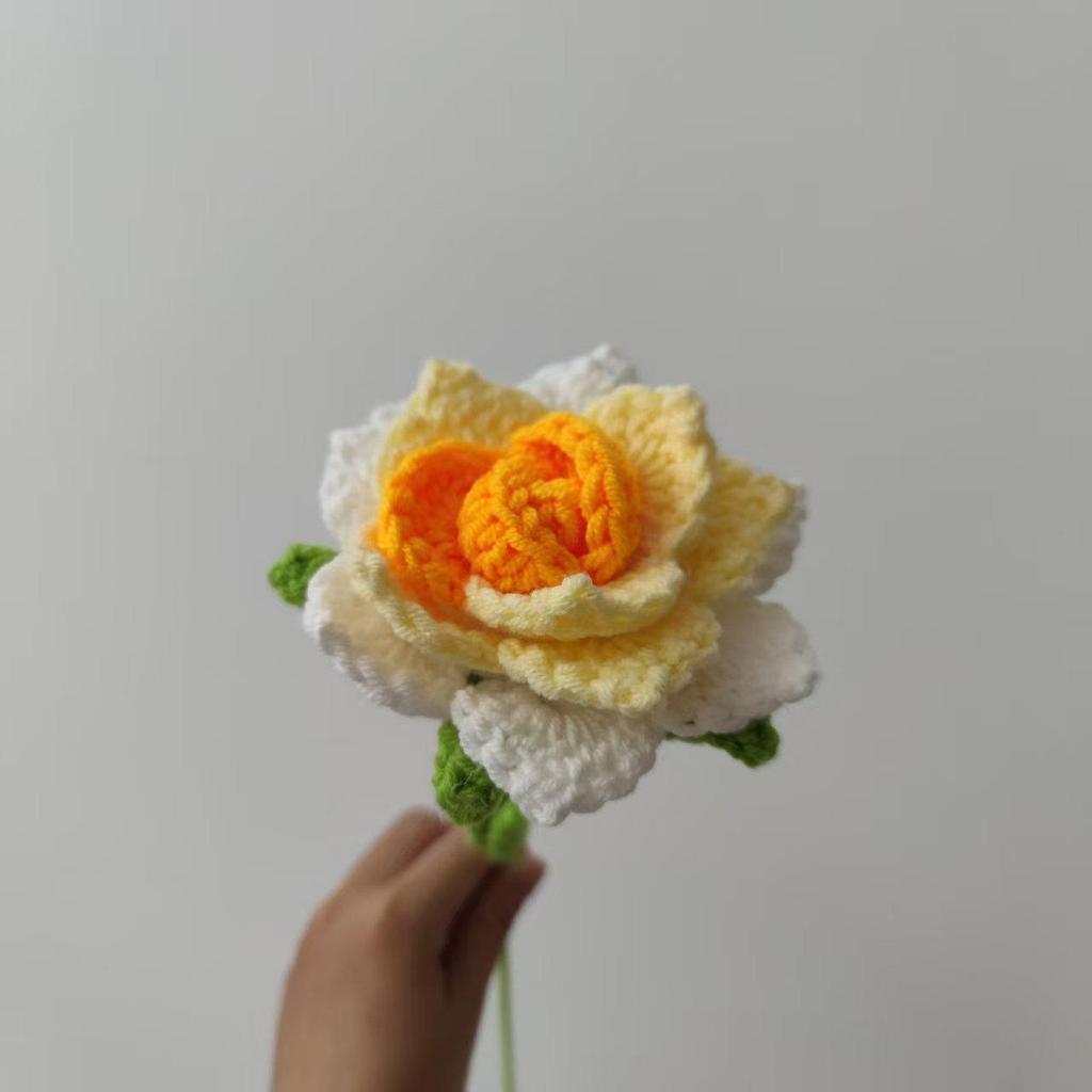 Handmade Sharp-Edged Knitted Wool Rose - Valentine's Day Gift