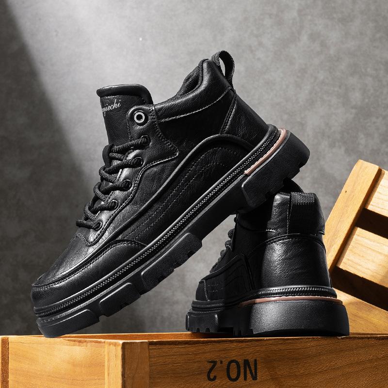 Soft-soled autumn new Martin boots retro high-top leather shoes non-slip shoes casual short boots