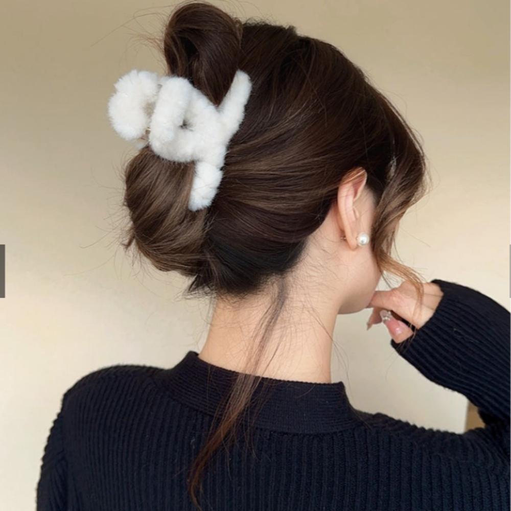 

Faux Fur Hair Claw Fluffy Hair Barrettes Barrette Crab Headwear Autumn хакі