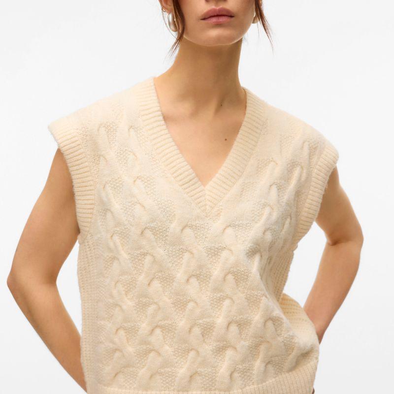 Pull col v maille torsadée vmpiper Femme VERO MODA