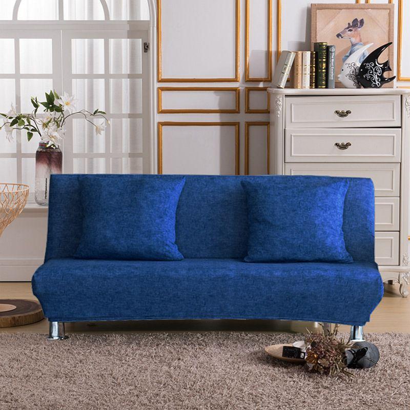 Solid Universal Stretch Color Folding Sofa Bed Cover Without Armrest Slipcovers