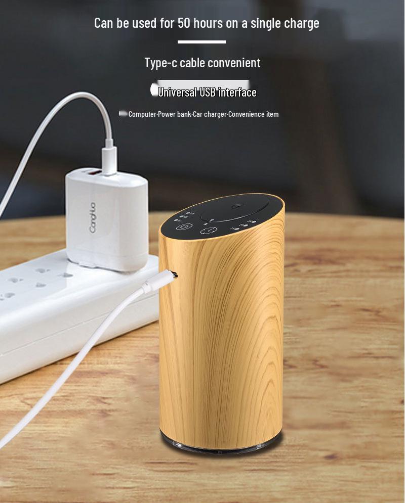 Wood Grain Aroma Diffuser: Long-Lasting Mist for Office, Car, or Bathroom Freshening.
