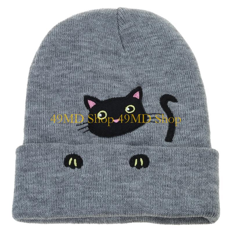 49MD Cartoon Hat Kitten Outdoor Activity School Teens Hat Multicolored Hat