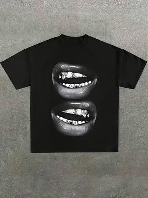 Unisex Unisex Unisex Lip Print Cotton Tshirt Casual Trendy Streetwear Hip Hop Vintage Tshirt For Daily Travel With Free Shipping
