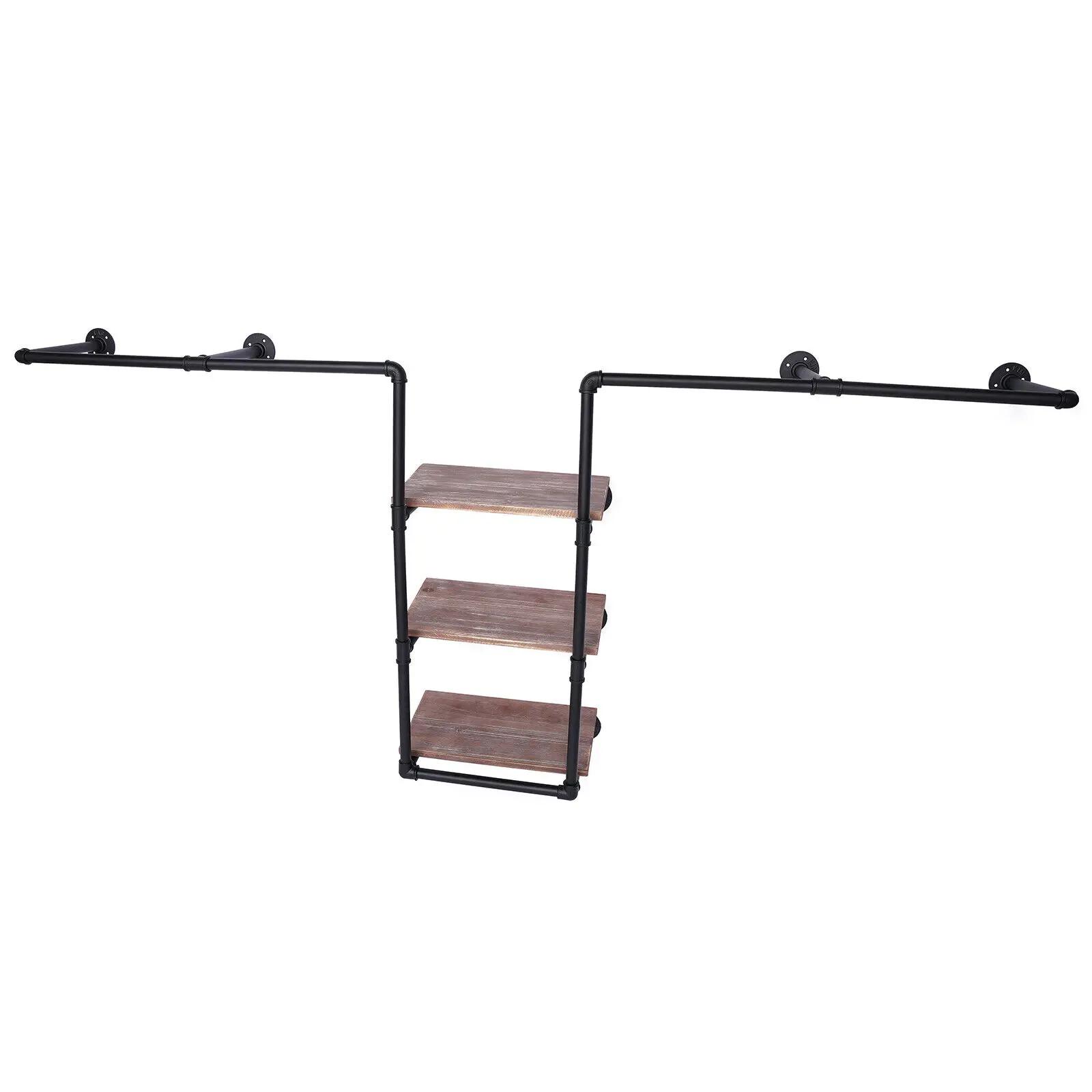 

Clothing Rack Rustic Garment Hanging Industrial Pipe For Clothing Retail Store clothes organizer чорний