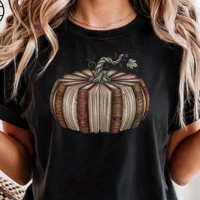 Book Pumpkin Fall T-Shirt, Autumn Legends Bookish Tee, Vintage Library Reader Gift, Comfort Colors Librarian Pumpkin Shirt