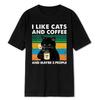 I Like Cats And Coffee Funny Printed T-Shirt For Men Women Casual Loose Clothing Harajuku Breathable Tshirt Hip Hop Tees