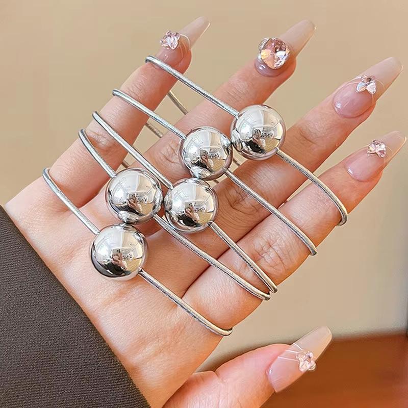 1/4 PCS Headwear Elegant Ball Designs High-End Headbands Korean Style Hair Rings Ultra-Bright Hairpins Simple Gold/Silver Headrope