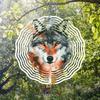 Wolf Watercolor Wind Chime with 360 Rotating Hook Outdoor Garden Patio Decor Weatherproof 2D Dynamic Art for Holiday Gifts