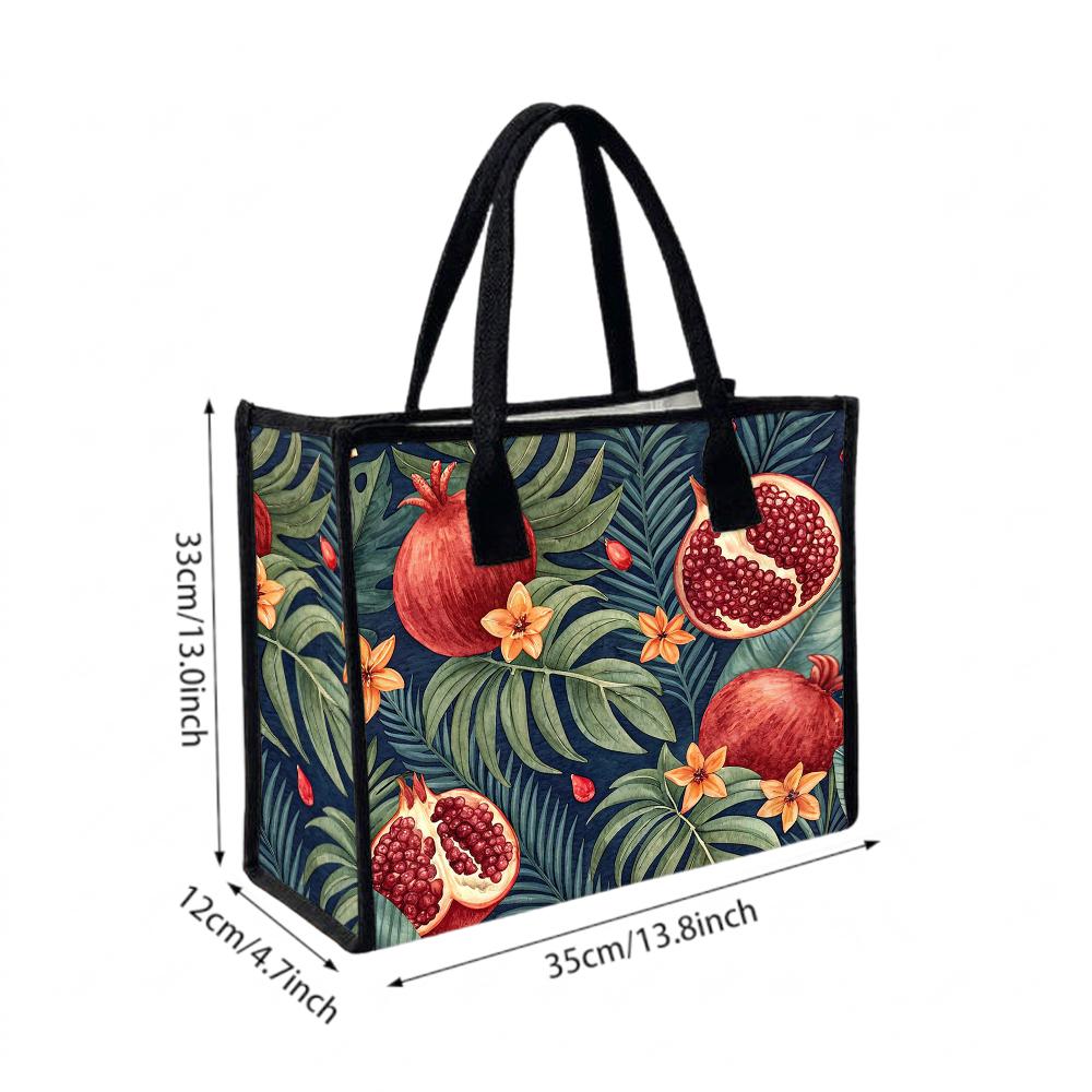 Tropical Pomegranate Print Women's Casual Handbag Reusable Daily Tote Bag for Shopping Travel