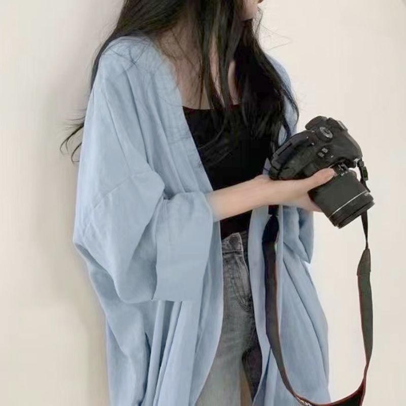 

Женская куртка-кардиган большого размера с длинным рукавом, однотонная тонкая ветровка 2XL