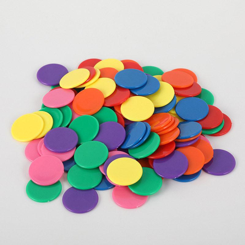 100pcs 19mm Plastic Chips with Dice DIY Tokens Color Transparent Board Game Coins Bingo Accessories Teaching Game Coins TMZ