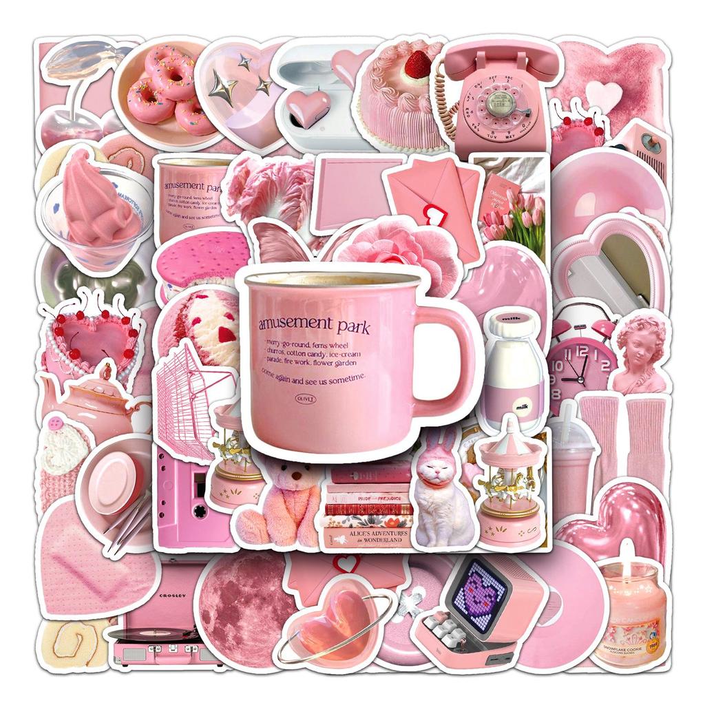 50 Pink Graffiti Cartoon Stickers for DIY Phone Cases & Suitcases