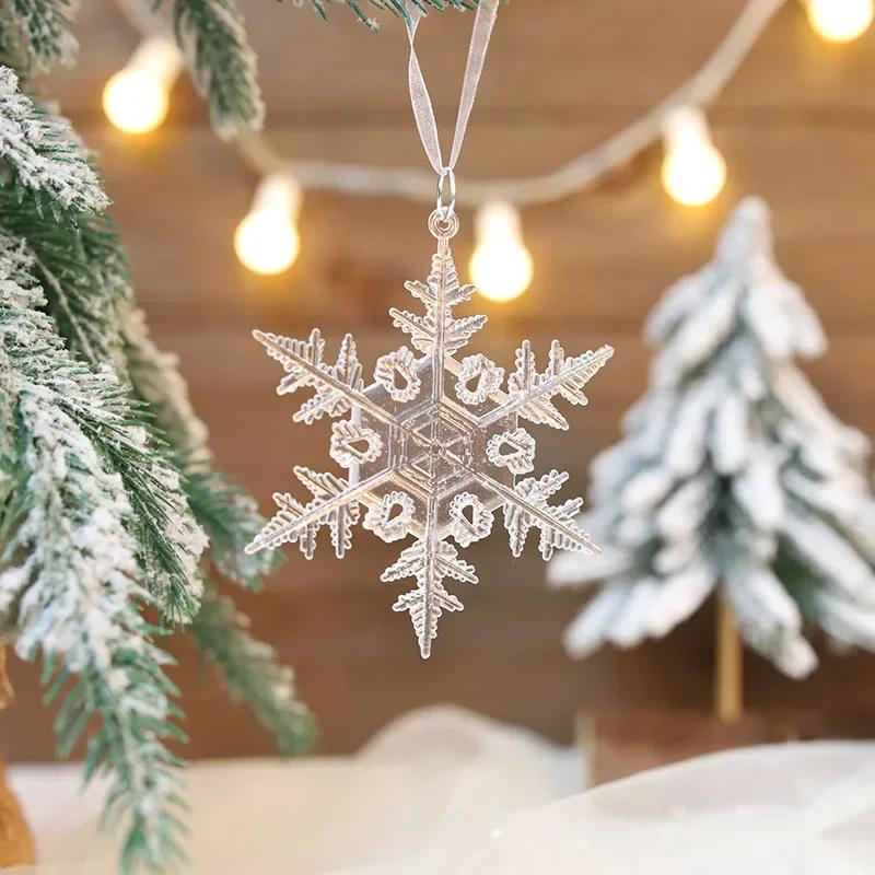 3pcs/set Christmas Decorations Christmas Transparent Plastic Snowflake Pendants Christmas Tree Home Decorations