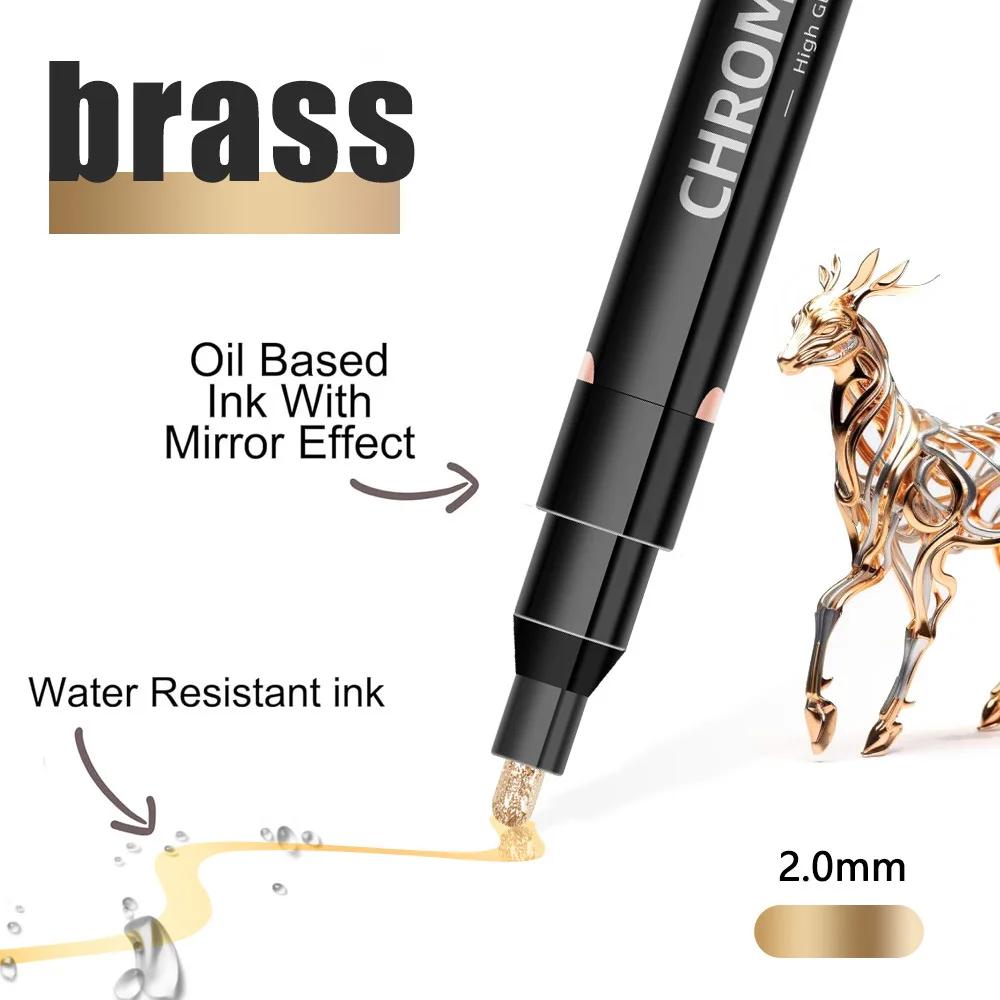 5 colors Mirror Chrome Marker Paint Marker, DIY Silver Marker Pen Alcohol Paint for most surfaces, High-gloss display effects