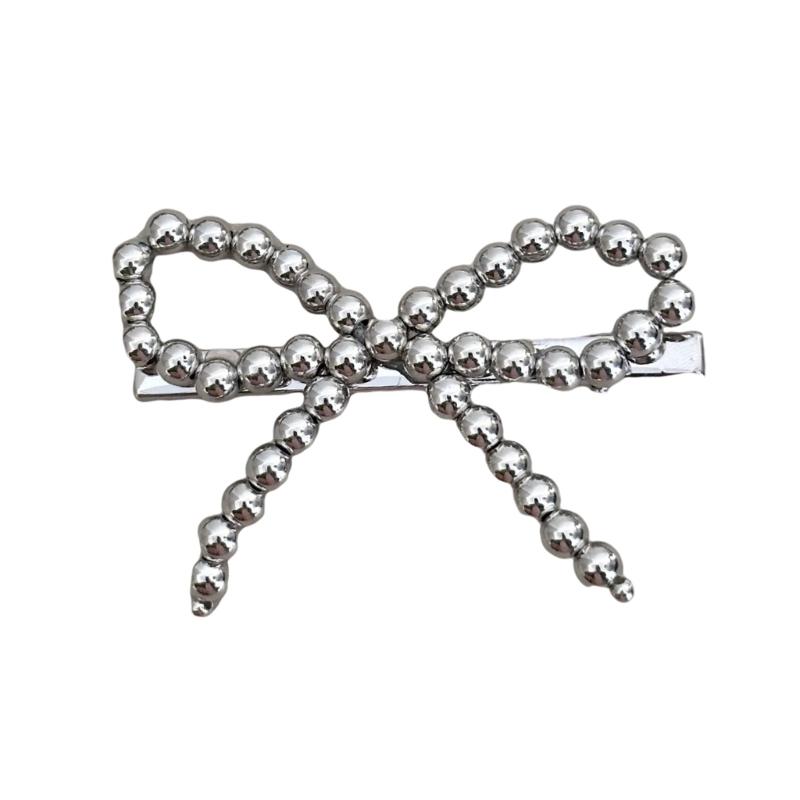 

Aesthetic Bowknot Hairpin Duckbill Hair Clip Barrettes French Side Pin Lady Beaded Hairclip Hair Styling Tool Decors 1