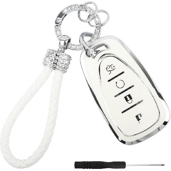 Bling Car Key Fob Cover Compatible With 5 Button,TPU Key Fob Case With Keychain,Car Accessories Key Fob Protector(For Chevroiet 5)