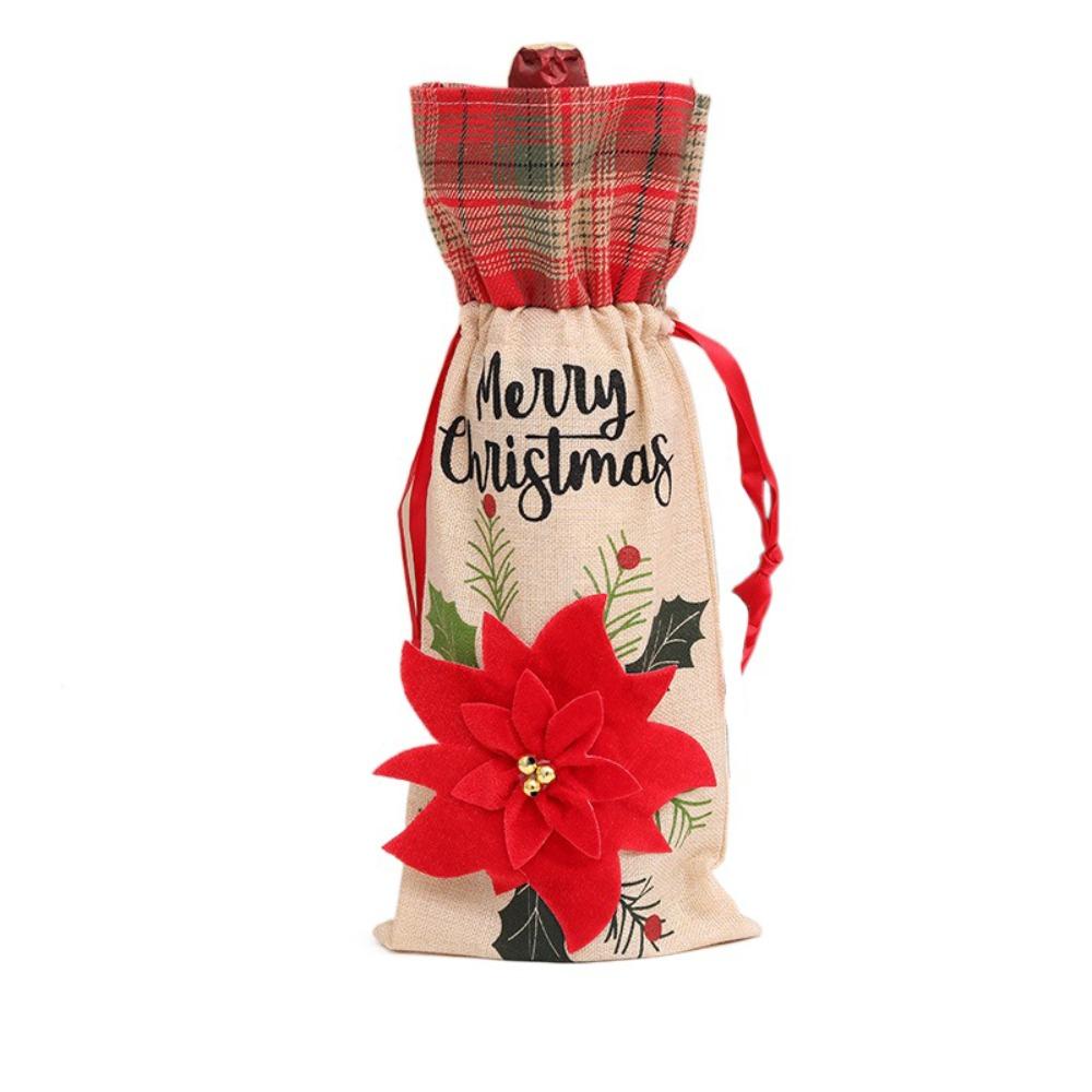 Flower Wine Bottle Set Drawstring Wine Pouch Gifts Party Supplies Christmas Bottle Cover  Friend