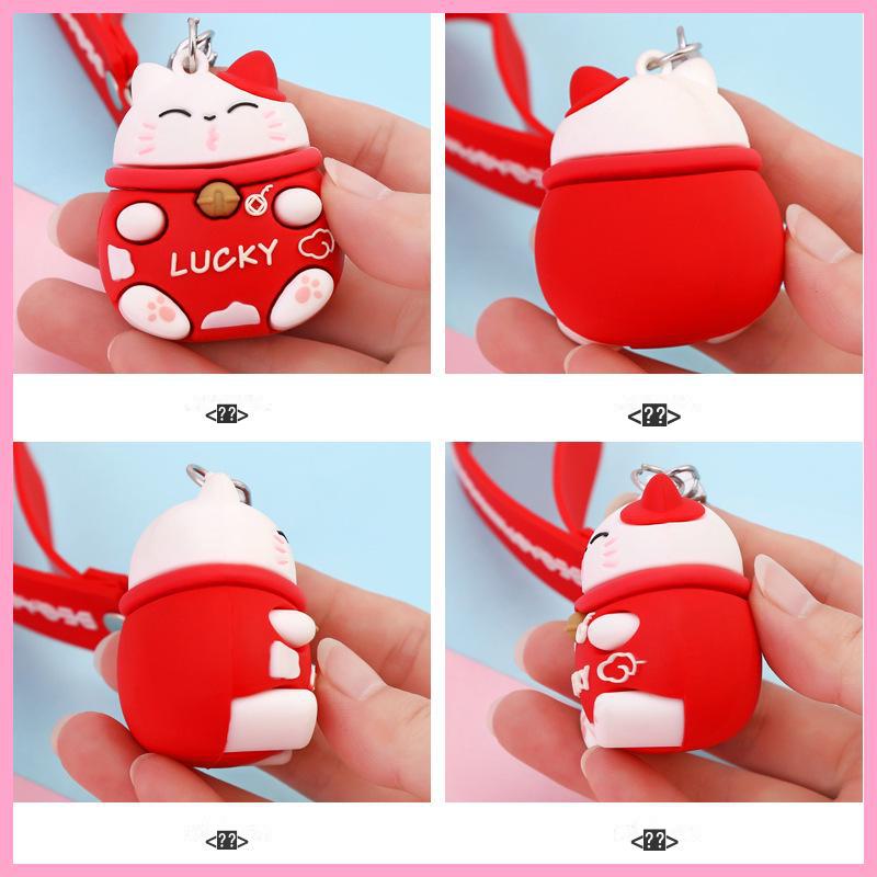 Korean Lucky Fortune Cat 3D Keychain Pendant - Creative Cartoon Festive Charm