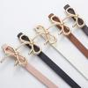 1Pc Women's Solid Color Metal Buckle Skinny Ladies Dress Thin Waistband Waist Belt PU