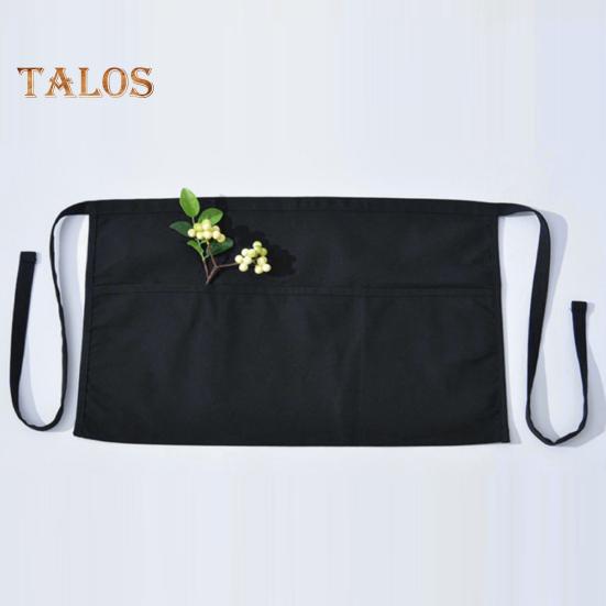 Waiter Apron with Long Straps Widely Used Non-Fading Practical Waiter Waitress Waist Apron with Pockets Kitchen Supplies