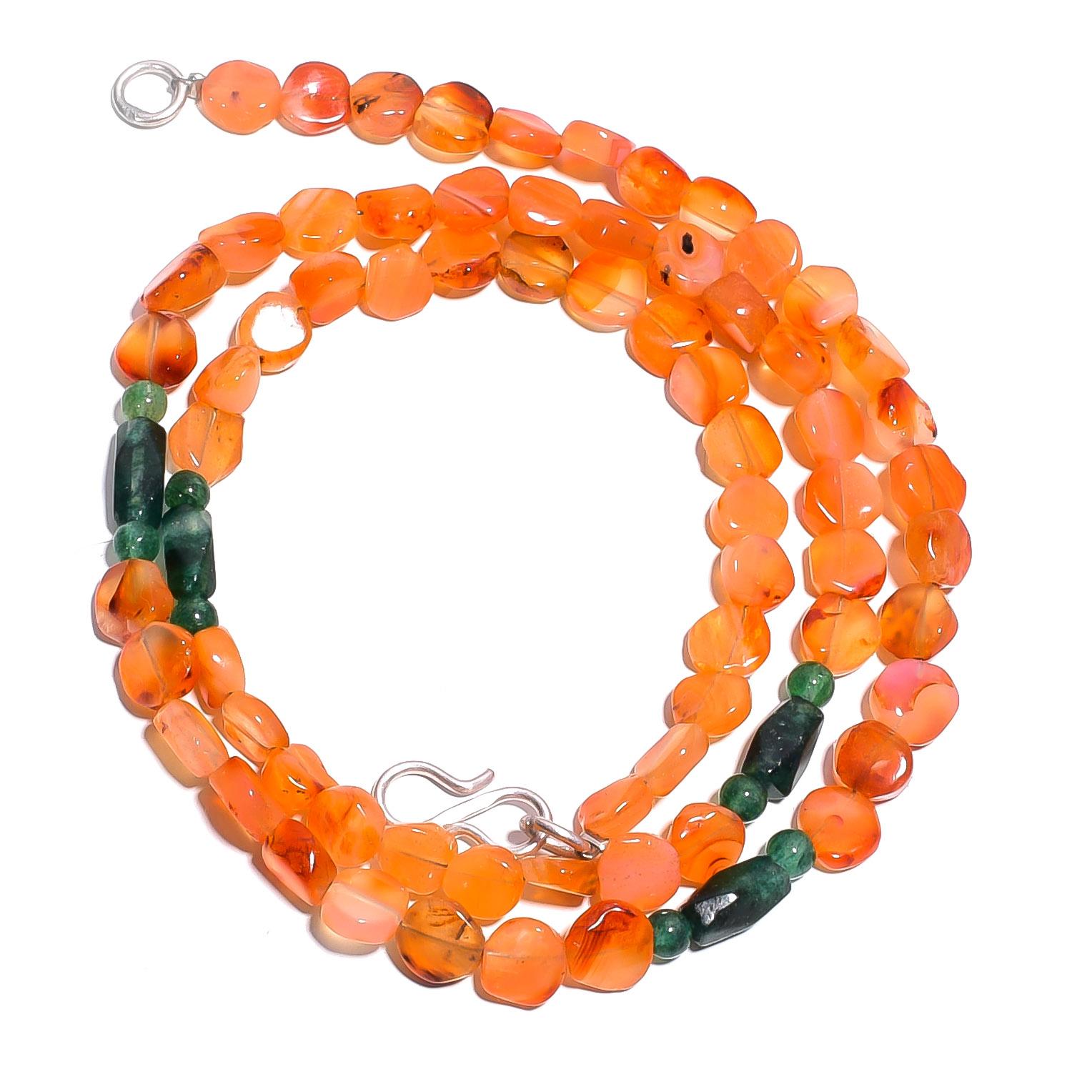 

Сердолик Зеленый Авантюрин Драгоценный камень Смешанная форма Гладкие бусины Ожерелье 17 UB-4063 UB-4063