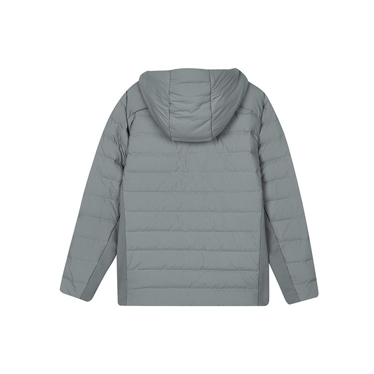 Skechers FW23 Stroll Series Solid Color Casual Hooded Long Sleeve Down Jacket Men Outerwear Shark-Gray L423M149-00MM