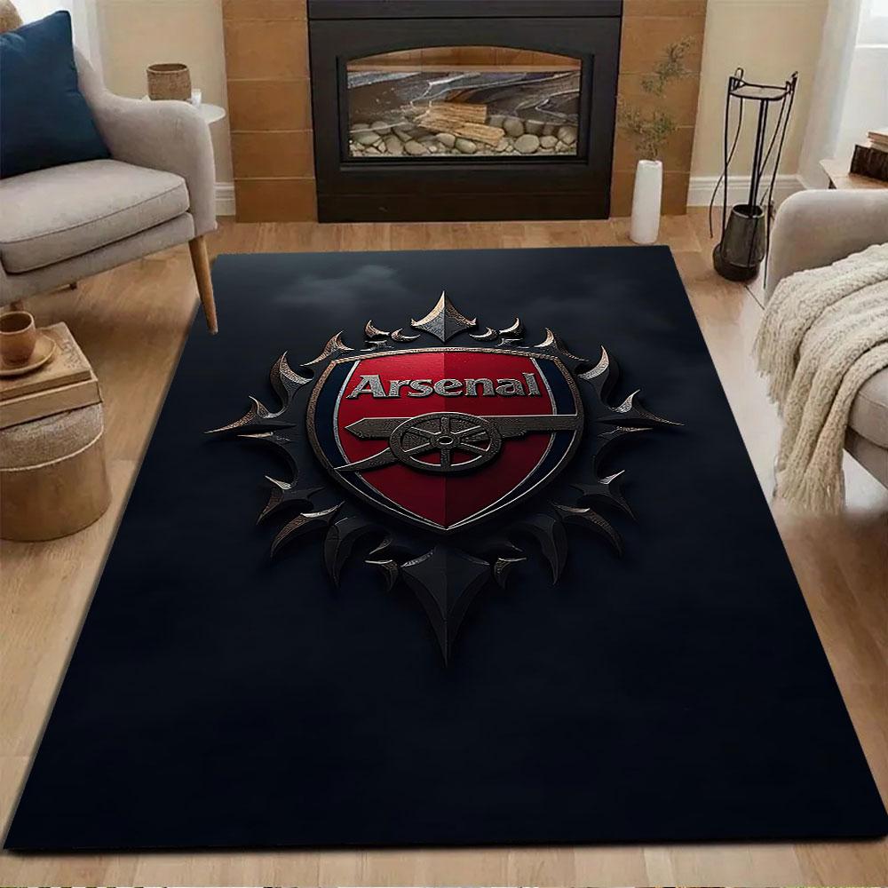 Arsenal Themed Rug Design Patterned Carpet, Non Slip Mat Suitable for Living Room and Bedroom Sofas