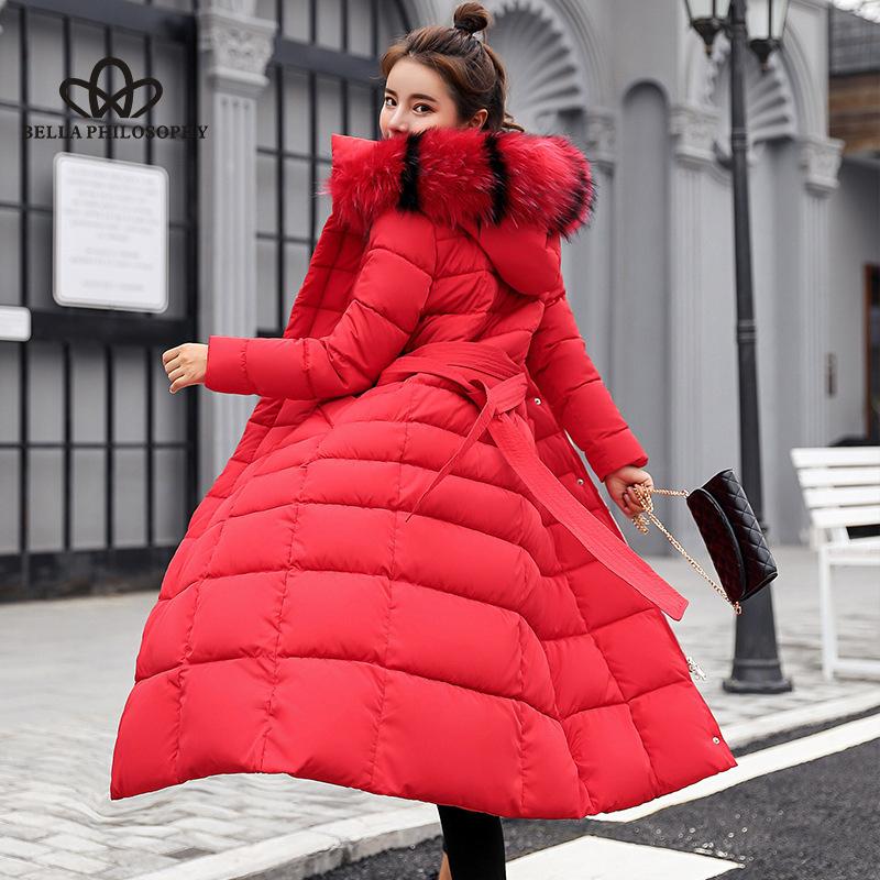 Women's Winter New Korean-style Long Over-the-Knee Cotton-padded Jacket Women's Big Wool Collar Slim-fit Thickened Cotton-padded Jacket for Women
