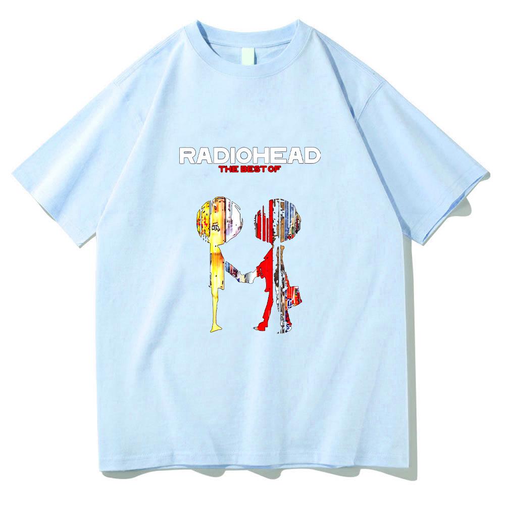 Radiohead Os Melhores de Camisetas de Banda de Rock Vintage Camiseta Gráfica de Álbum Musical Hip Hop Unissex Moda Streetwear Vintage Camiseta de Algodão