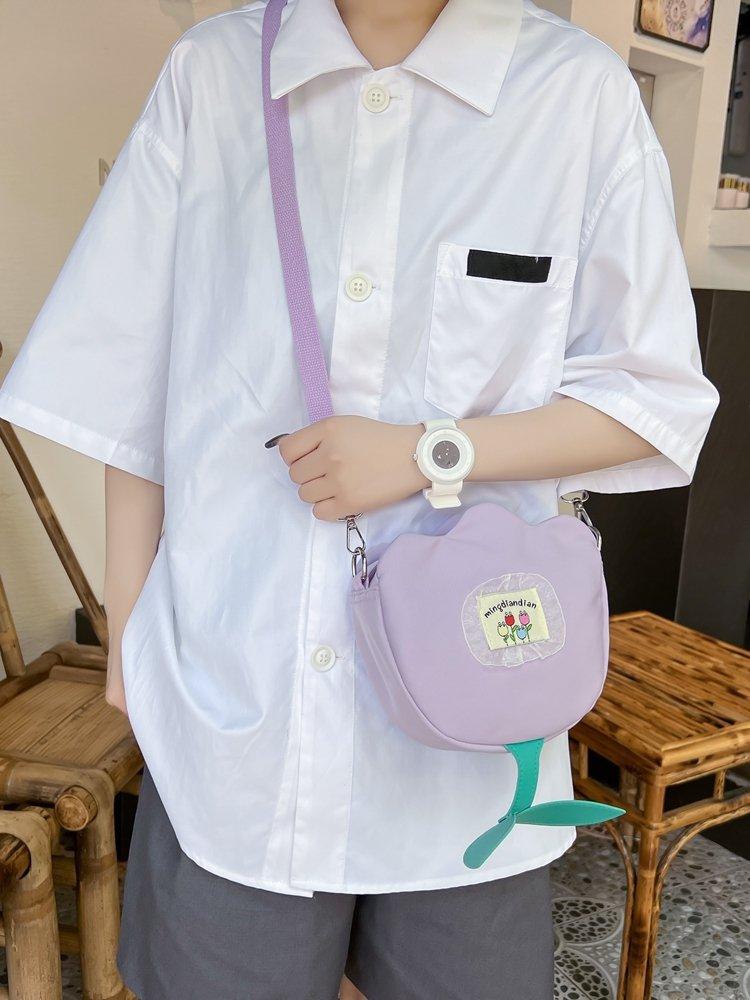 Summer Japanese College Style Shoulder Bag Small Fresh And Cute Hit Color Flower Girl Messenger Bag Coin Purse