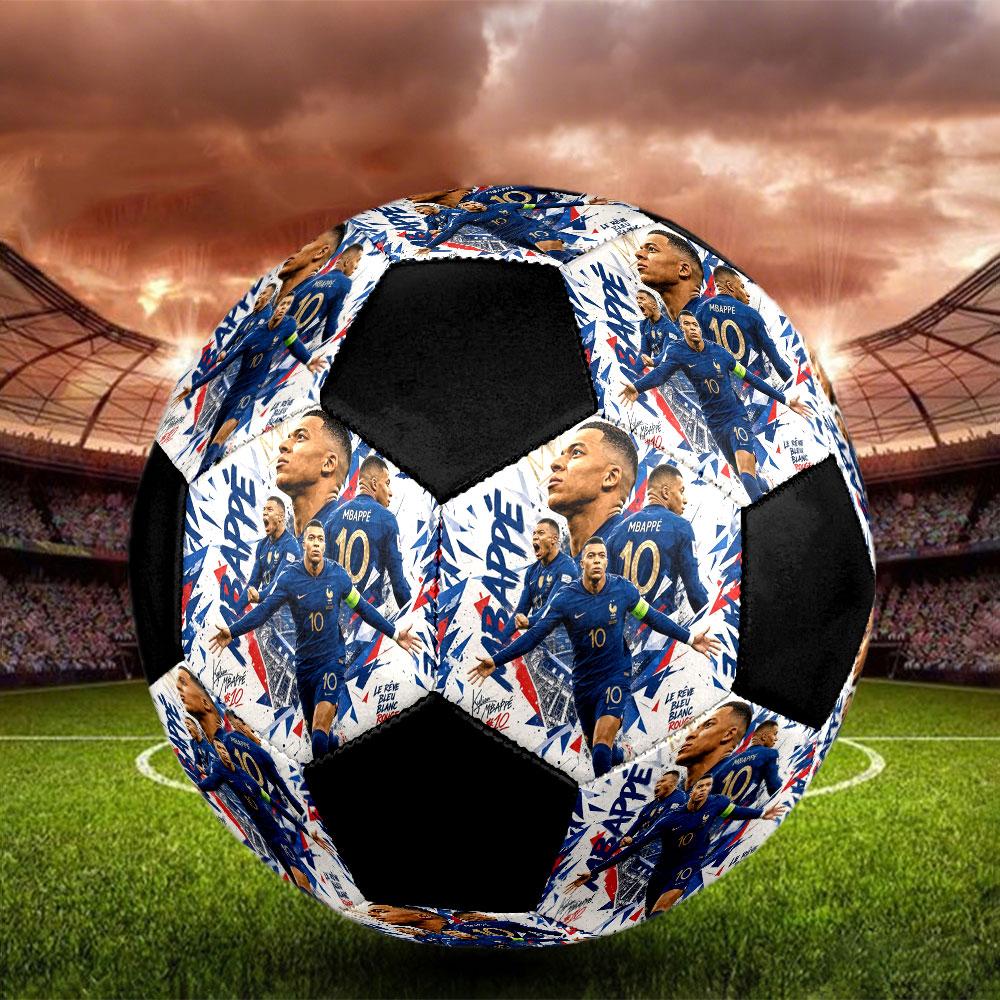 1PC Jeune Mbappé Brille taille 5 ballon de football PrahaBallon de Football en Salle Coloré Tous Âges Cousu à la Machine PVC Prêt pour la Compétition Durable Haut Rebond