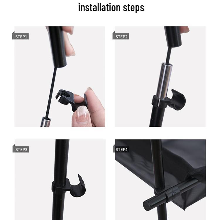 Portable Double-Layer Camping Storage Rack and Folding Lamp Stand