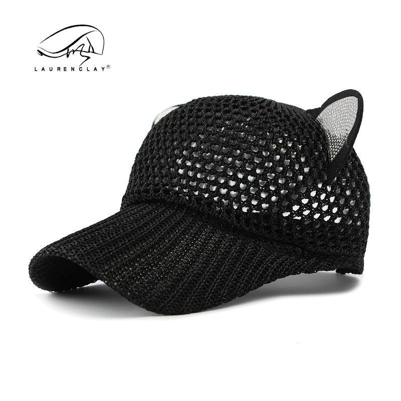 Fashion Hat Ladies Summer Hollow Mesh Breathable Cap Full Mesh Baseball Cap Cat Ears Sun Cap