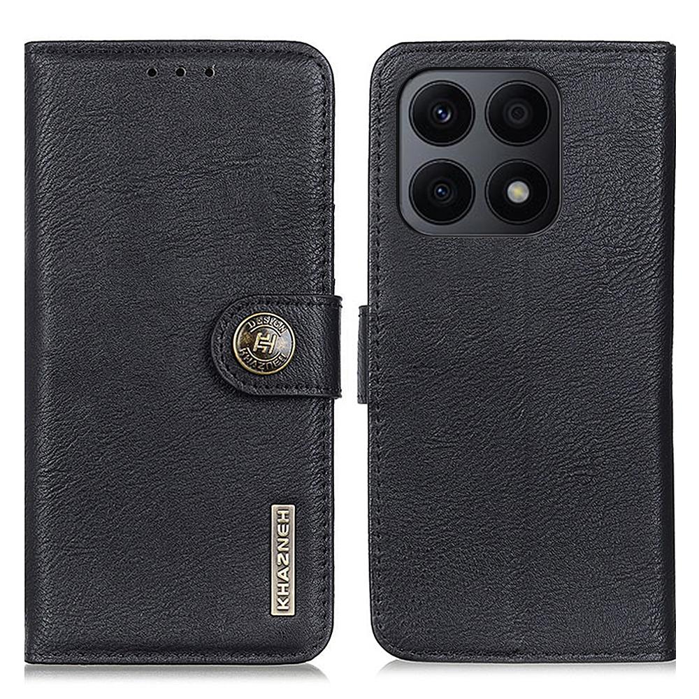KHAZNEH For Honor X8a 4G Shockproof Phone Cover Wallet Stand Flip Leather Cowhide Texture Case