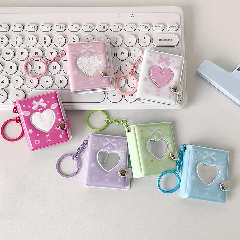 Pockets Portable Keychain Jewelry Photos Holder 1/2 Inch Mini Photo Albums For Photos Cards Small Album Book Photocard Holder