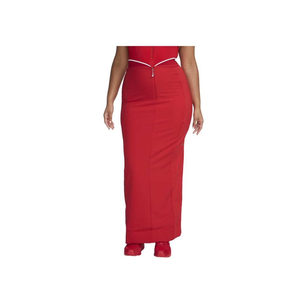 Nike X Jacquemus Solid Color Sports Casual Long Skirt Women skirts University-Red FV5675-642