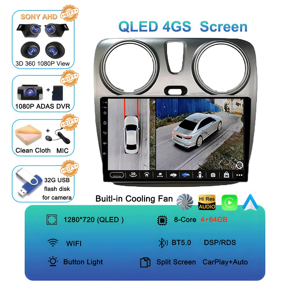 Android 14 Carplay Auto WIFI+4G For Renault Lodgy Dacia Dokker 2012-2020 Video Player Car Radio Multimedia Navigation GPS Stereo