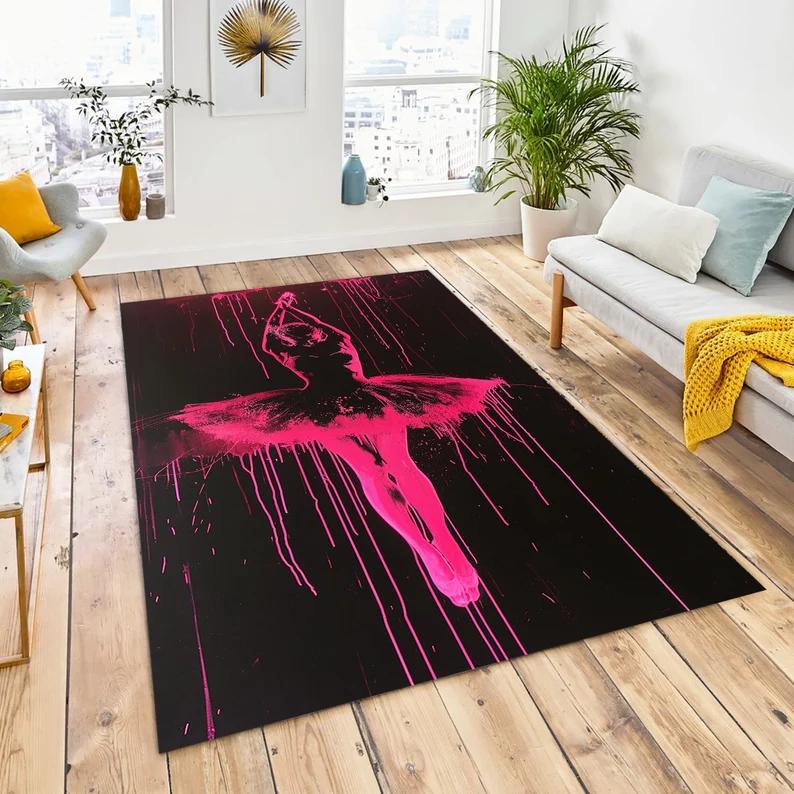 Ballerina Hinkelspiel Spielmatte Kinder Zahlen Lernen Rosa Mädchen Teppich Rechteckiger Kinderzimmer Teppich Design Kinderzimmer Teppich Mädchenzimmer Dekor