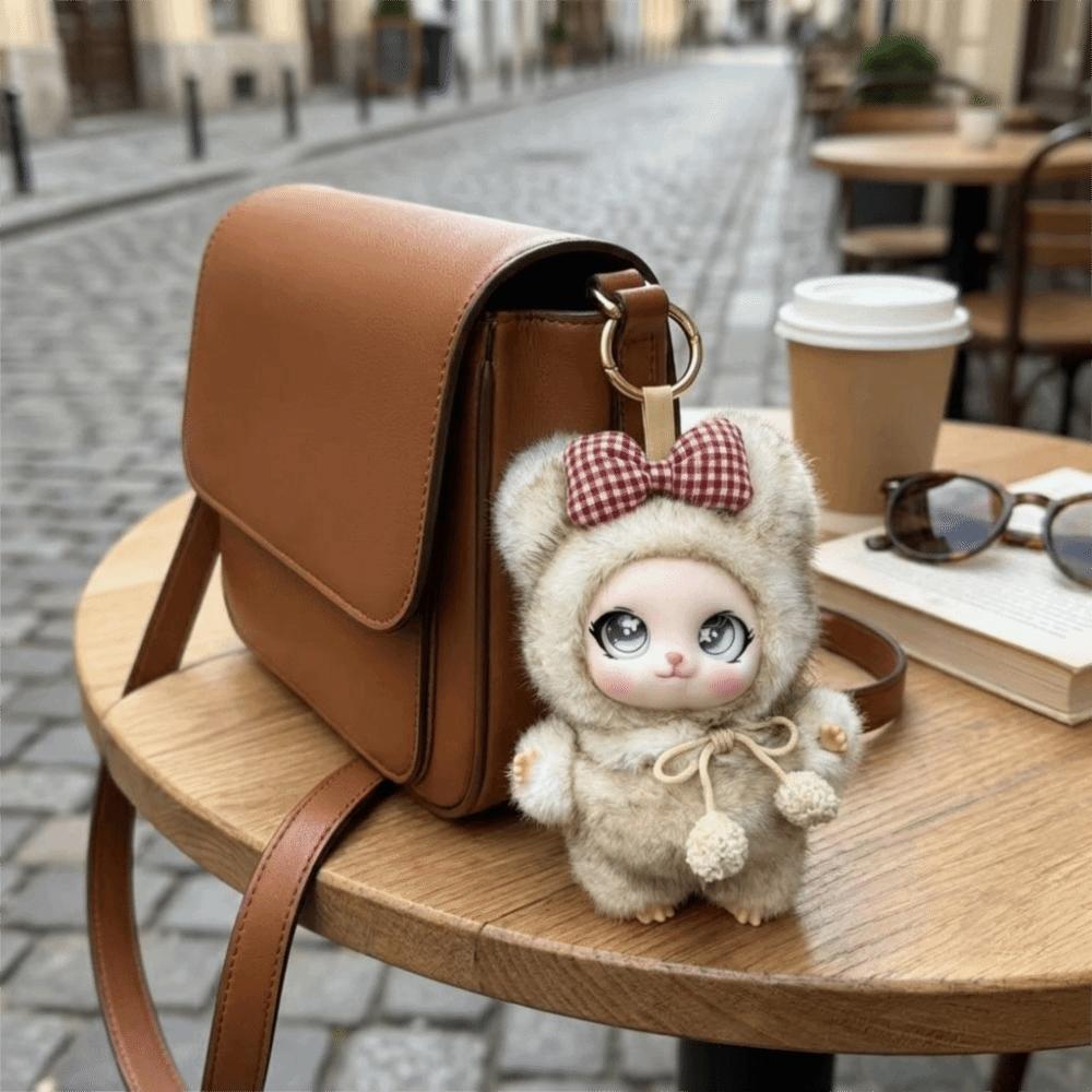 Cartoon Bag Charm Keychain Sparkling Big Eyes Plush Toy Keychain  Jewelry Accessories