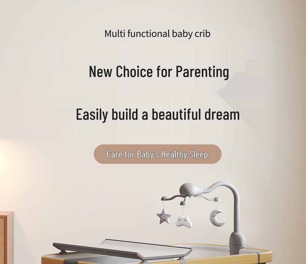 Movable Rocking Bassinet & Foldable Baby Crib: Portable 2-in-1 Multifunctional Bed for Newborns.
