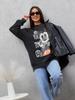 2024 Retro Mickey Cartoon Abgenutzter Schwarzer Langarm-Hoodie