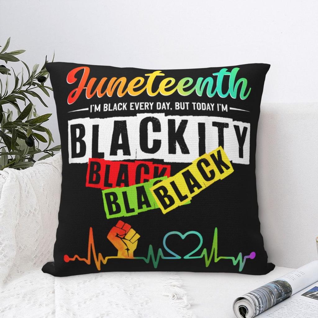 Juneteenth Blackity Herzschlag Kissenbezug Polyester Kissenhülle Dekoration Schwarze Geschichte Afrikanisches Amerika Dekokissen Hülle Bett