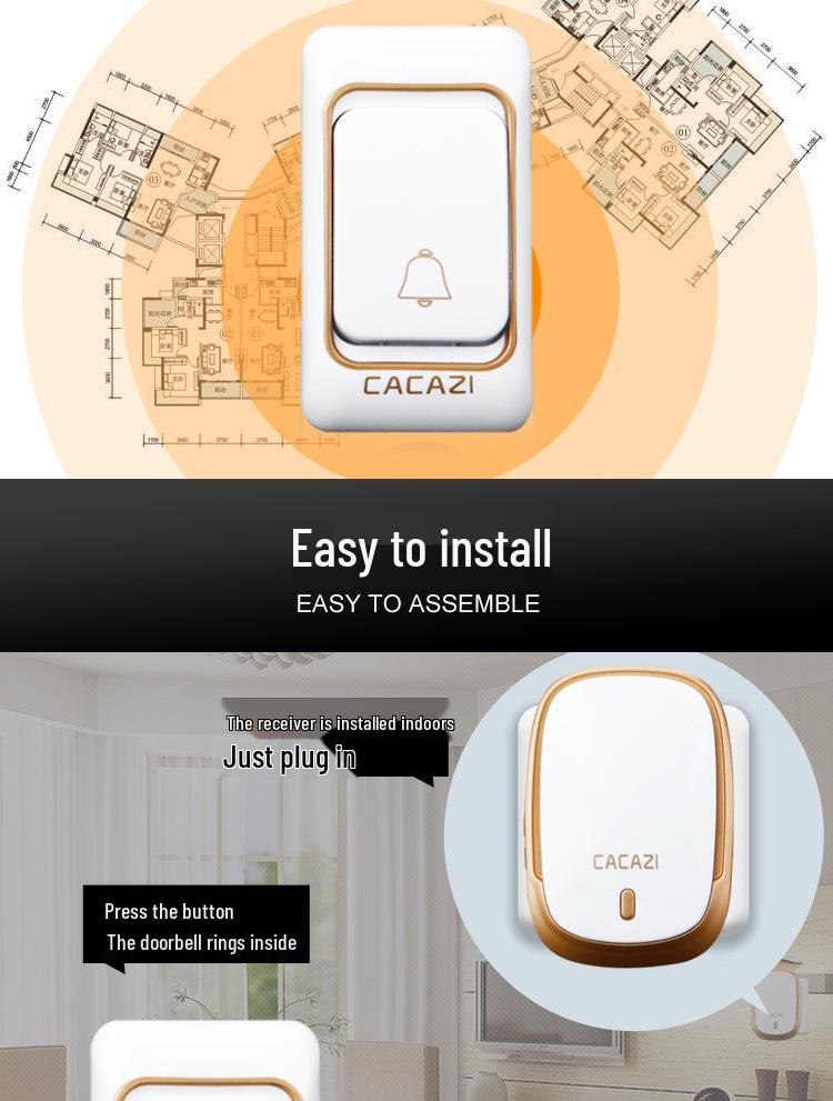 Smart Long-Range Wireless Doorbell for Home Use - Three-in-One Remote Control and Elderly Caller Function
