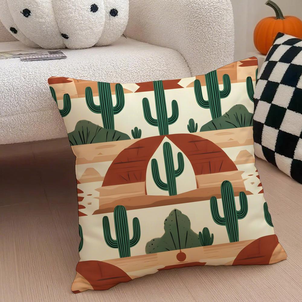 Western Vibrant And Colorful Patterns Cushion Cover Linen Pillow Case Soft Breathable Protective Couch Room Decoration