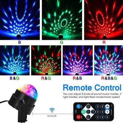 RGB Disco Ball Party Lights DJ Disco Light LED projektor Stroboskopická lampa Birthday Party Car Club Bar Karaoke Xmas Sound Activated