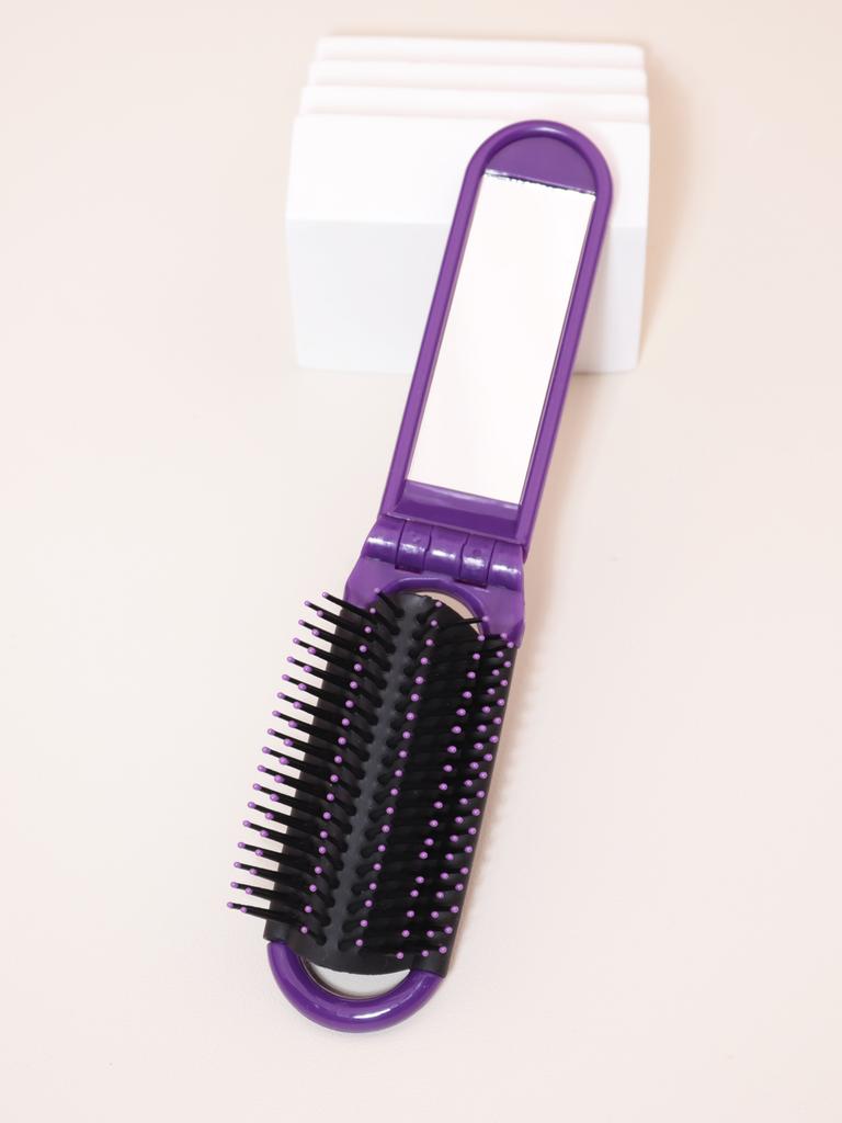 1pc Portable Mini Foldable Anti-static Massage Mirror Hair Comb Travel Girl with Mirror Foldable Comb Special for Real Hair Wigs